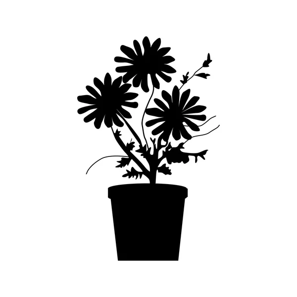 Silueta de plantas en maceta — Vector de stock