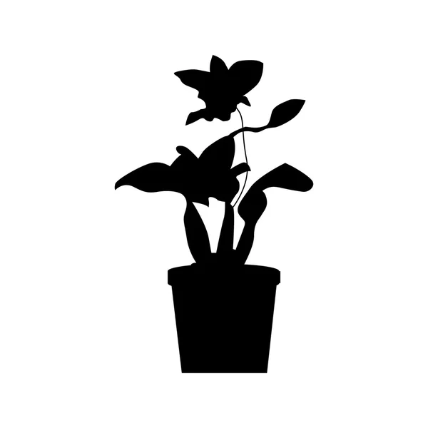 Silueta de plantas en maceta — Vector de stock