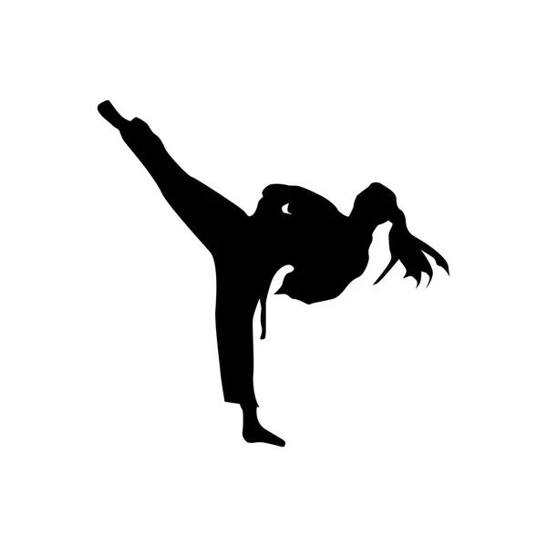 Karate siyah siluet — Stok Vektör