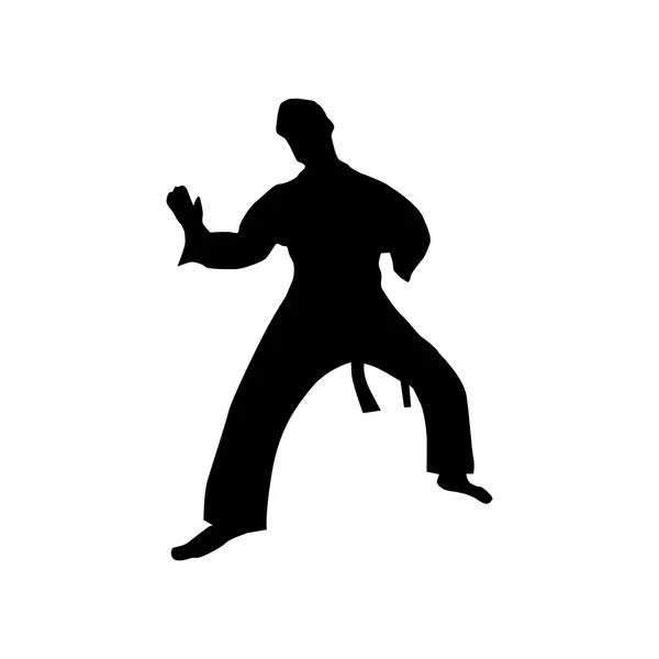 Silueta negra Karate — Vector de stock