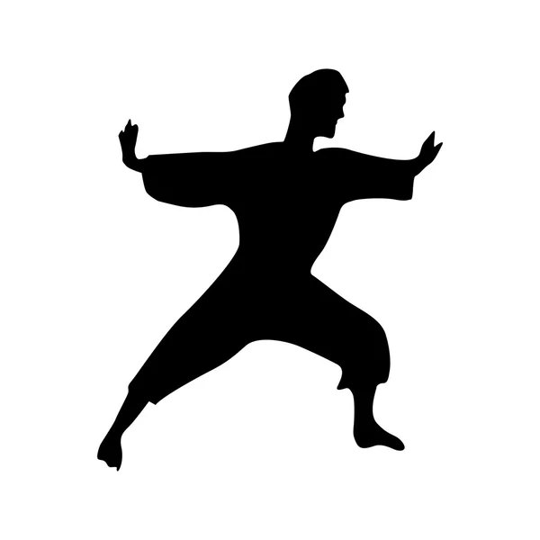 Silueta negra Karate — Vector de stock