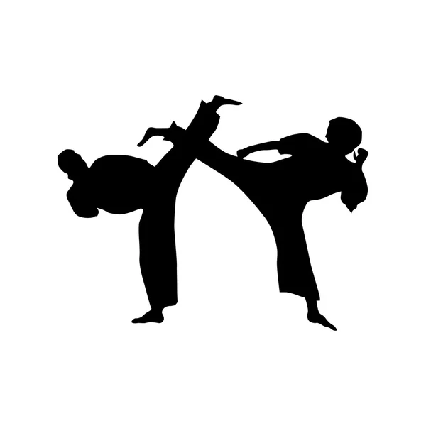 Karate schwarze Silhouette — Stockvektor