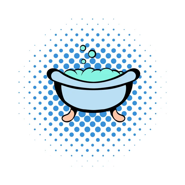婴儿洗澡漫画图标 — 图库矢量图片