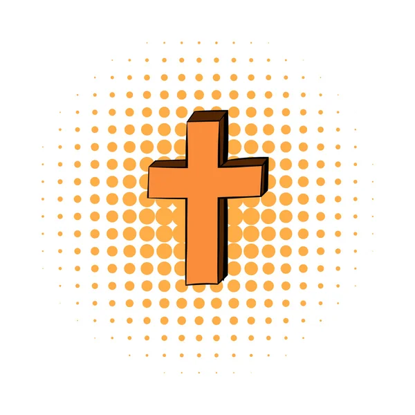 Christian cross comics icon — Stock Vector