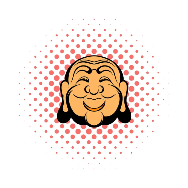 Ο Βούδας κεφάλι κόμικς εικονίδιο — Διανυσματικό Αρχείο