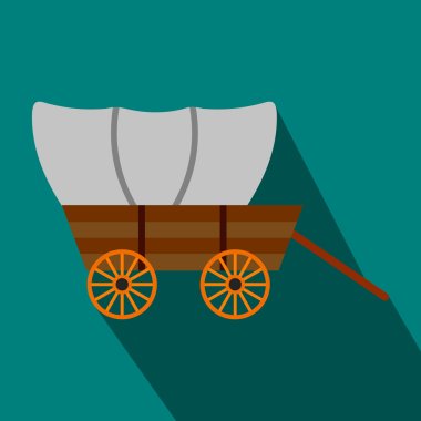 Western covered wagon flat icon clipart