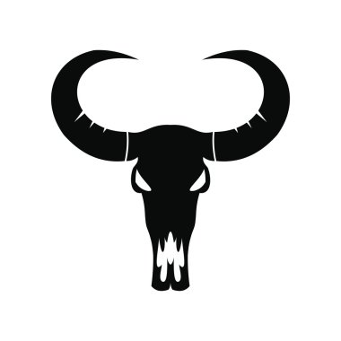 Buffalo skull black icon clipart