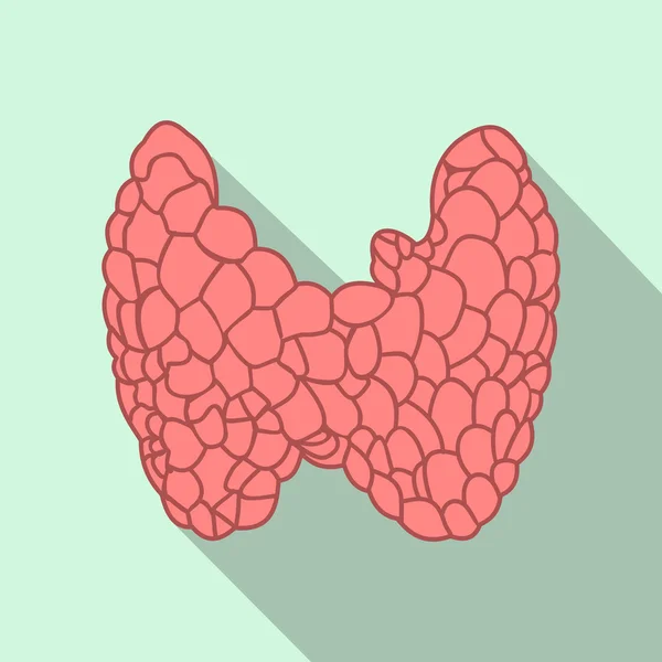 Icône plate thyroïde avec ombre — Image vectorielle