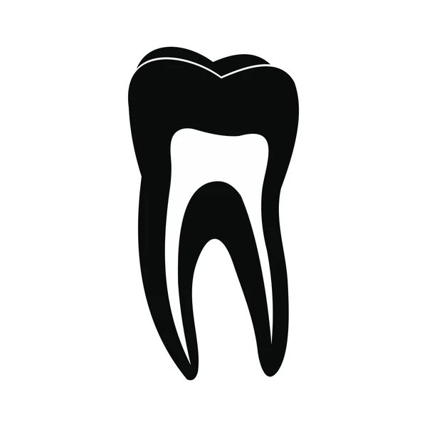 Чорна ікона людського зуба — стоковий вектор