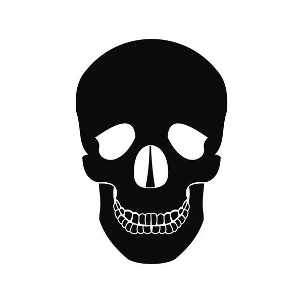 Cráneo humano icono negro — Vector de stock