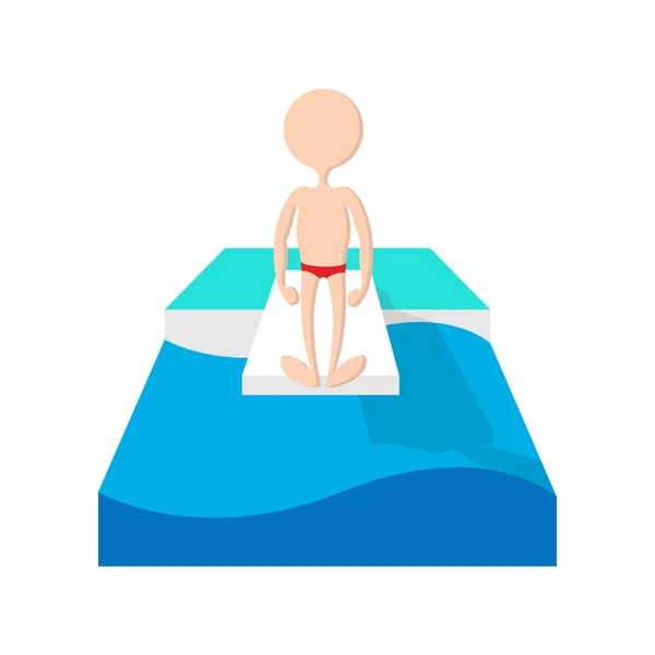 Saltar en un icono de dibujos animados de la piscina — Vector de stock