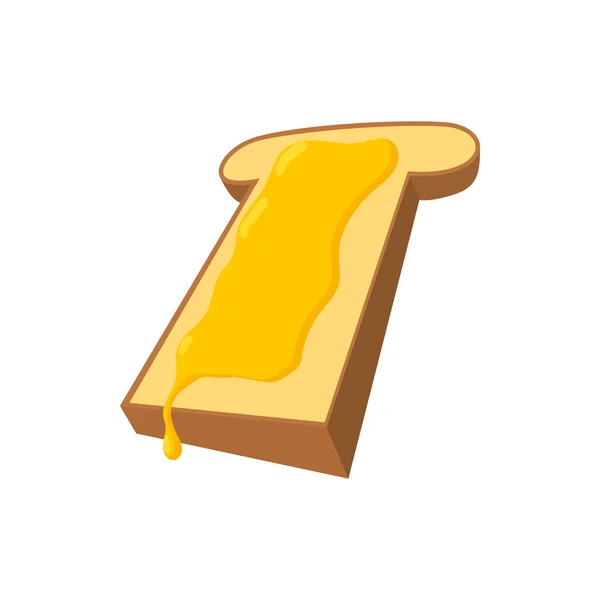 Fatia de pão com ícone de desenho animado mel —  Vetores de Stock