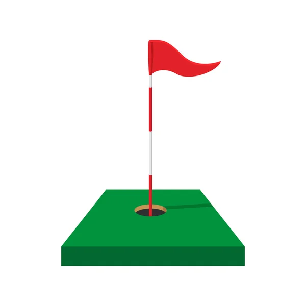 Ícone de desenho animado bandeira de golfe vermelho —  Vetores de Stock