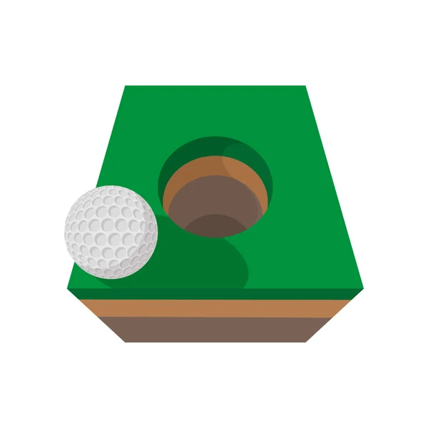 Golfball am Rand des Lochs Cartoon-Ikone — Stockvektor