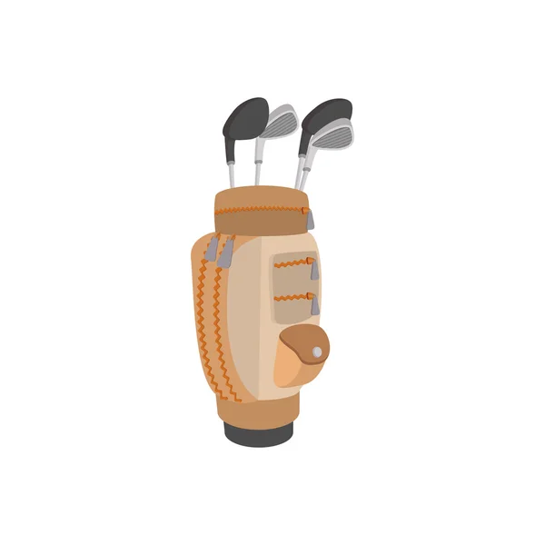 Golf clubs in a brown bag cartoon icon — Stock Vector