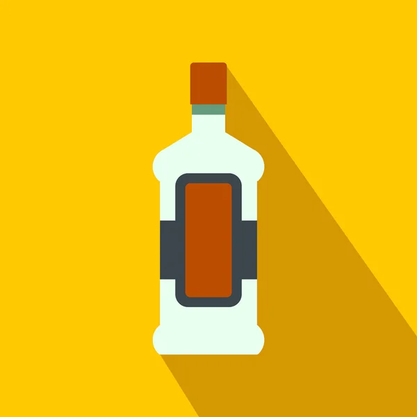 Бутылка алкоголя и стеклянная плоская икона — стоковый вектор