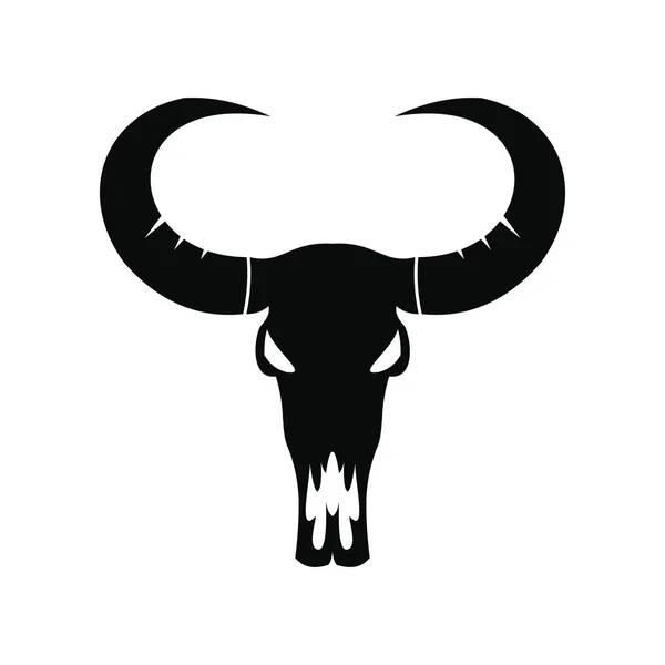 Cráneo de búfalo icono negro — Vector de stock