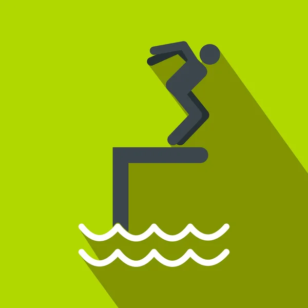 Saltando em um ícone de piscina plana — Vetor de Stock