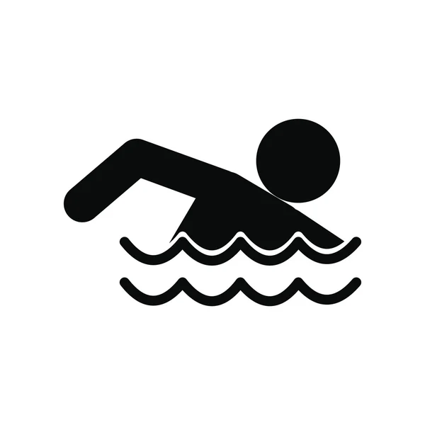 Nuotatore nero semplice icona — Vettoriale Stock