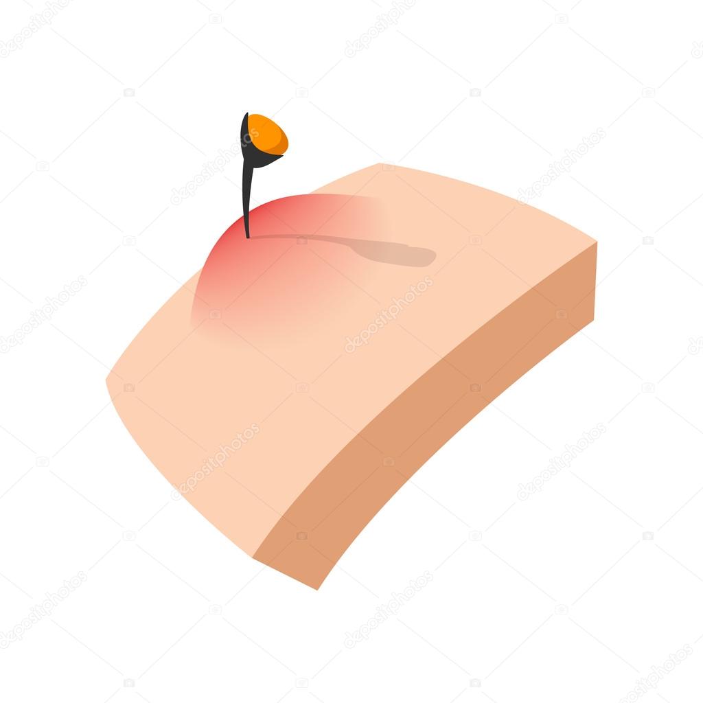 Bee sting on the skin cartoon icon