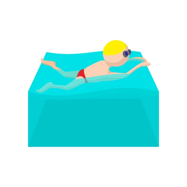 Mariposa nadador icono de dibujos animados — Vector de stock