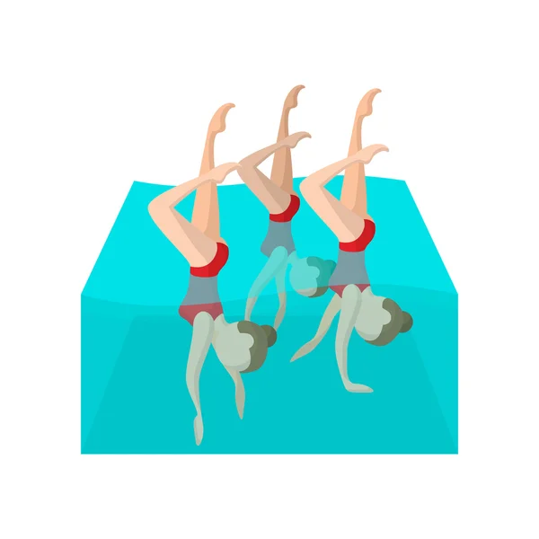 Synchronized swimmers cartoon icon — Stock Vector