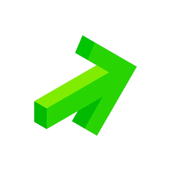 Zelená šipka izometrické 3d ikony — Stockový vektor