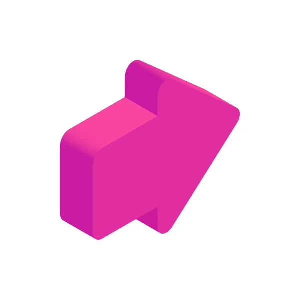 Flecha rosa ícono isométrico 3d — Vector de stock