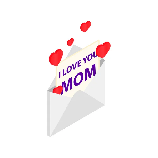 Cartão de felicitações para o Dia das Mães no ícone do envelope — Vetor de Stock