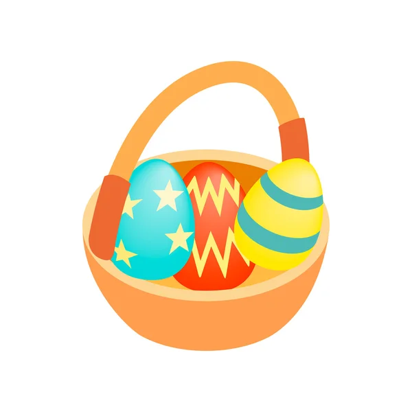 Huevos de Pascua en la cesta ícono isométrico 3d — Vector de stock