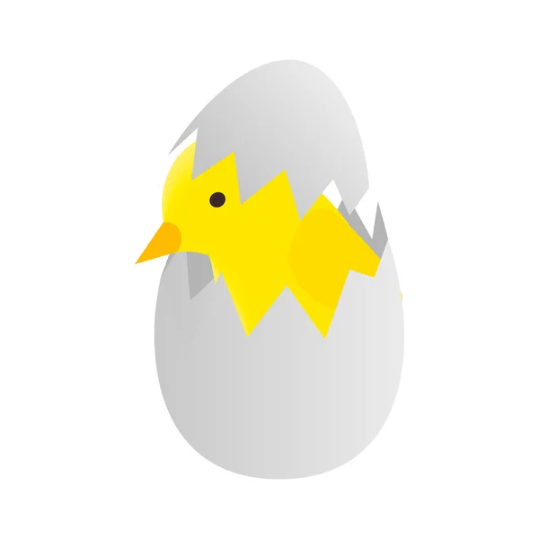 Pollo amarillo recién nacido eclosionada de un icono de huevo — Archivo Imágenes Vectoriales