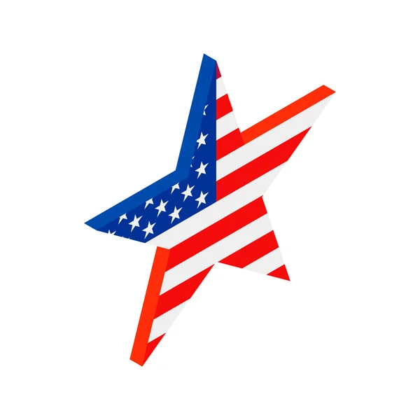 Star in the USA flag colors isometric 3d icon — Stock Vector