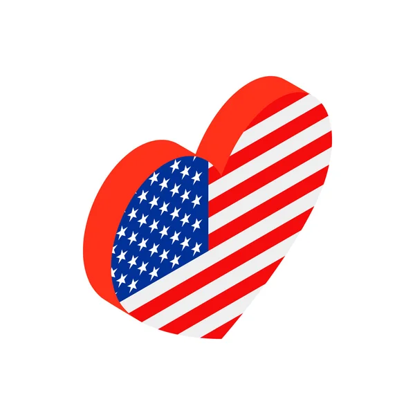 在美国国旗颜色等距的 3d 图标的心 — 图库矢量图片