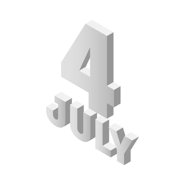 Keempat dari hari kemerdekaan july ikon isometrik - Stok Vektor