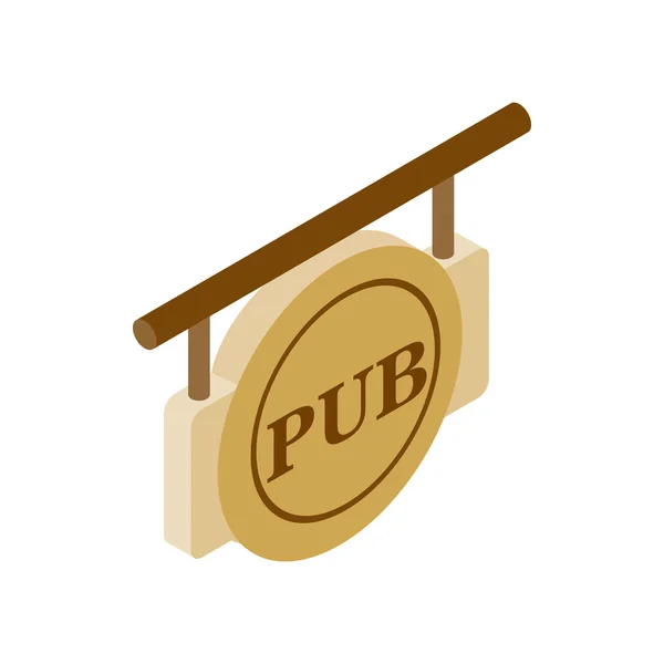 Letrero de la calle del pub ícono isométrico 3d — Vector de stock
