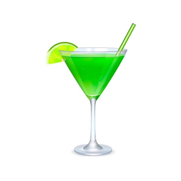 Martini Glas mit grünem Cocktail — Stockvektor