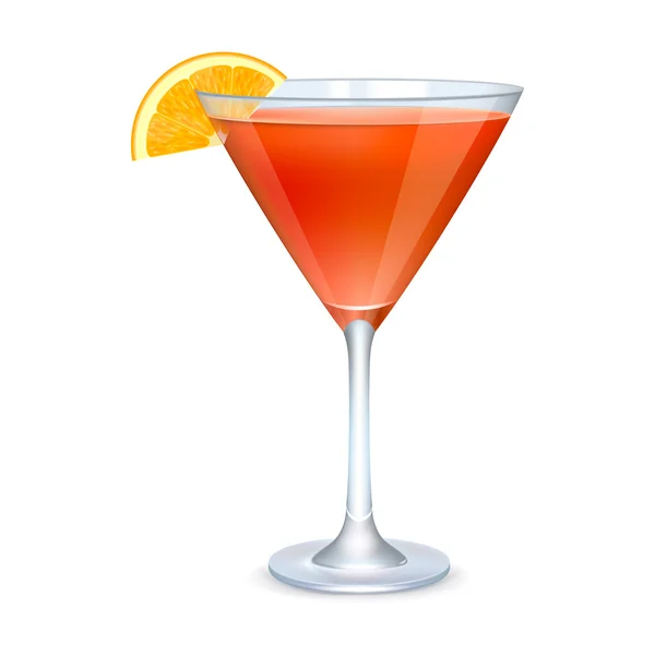 Copa Martini con cóctel naranja — Vector de stock