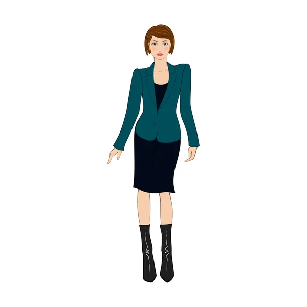 Mujeres en ropa de oficina elegante icono plano — Vector de stock