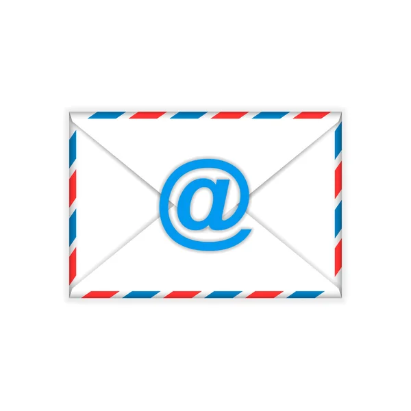 Umschlag mit E-Mail-Zeichen flaches Symbol — Stockvektor