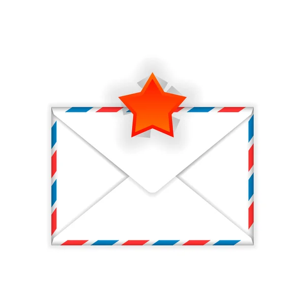 Envelope with red star mark flat icon — Stock Vector