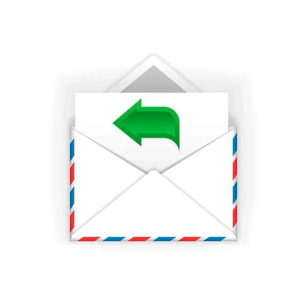 Enveloppe avec flèche verte icône plate — Image vectorielle