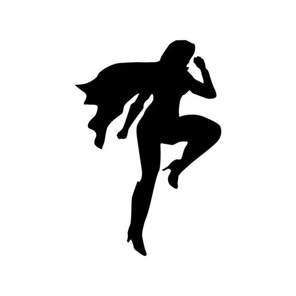 Superhero woman silhouette — Stock Vector