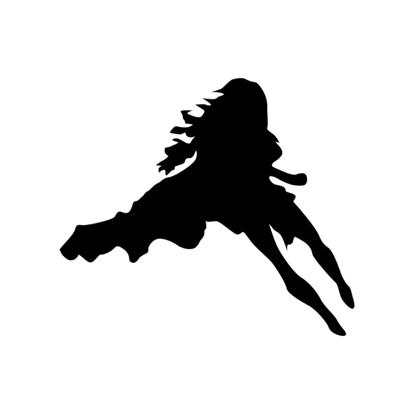 Silhouette de femme super héros — Image vectorielle