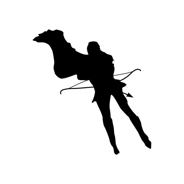 Silhouette de femme super héros — Image vectorielle