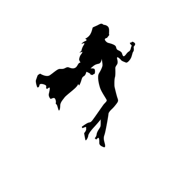 Silhouette donna supereroe — Vettoriale Stock