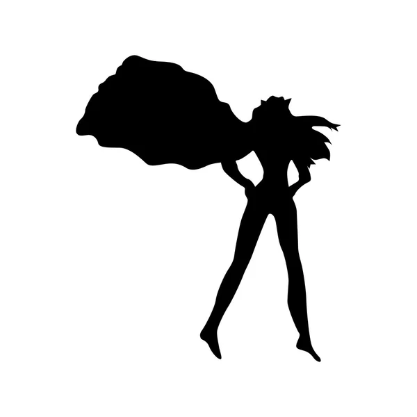 Superheld vrouw silhouet — Stockvector