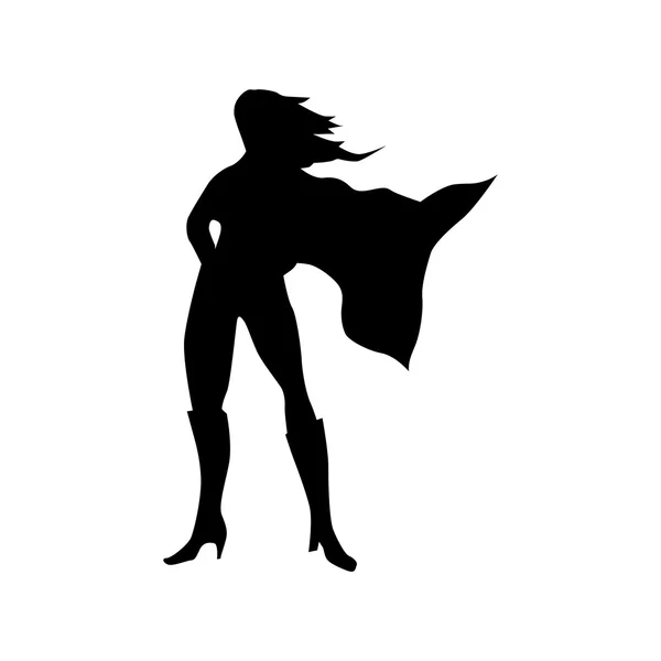 Silhouette de femme super héros — Image vectorielle