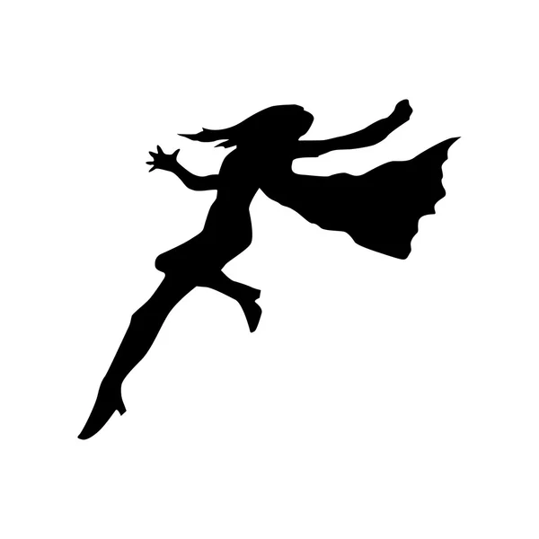 Silueta de mujer superhéroe — Vector de stock