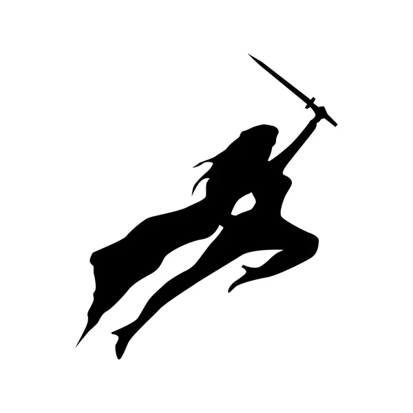 Superhero woman silhouette — Stock Vector