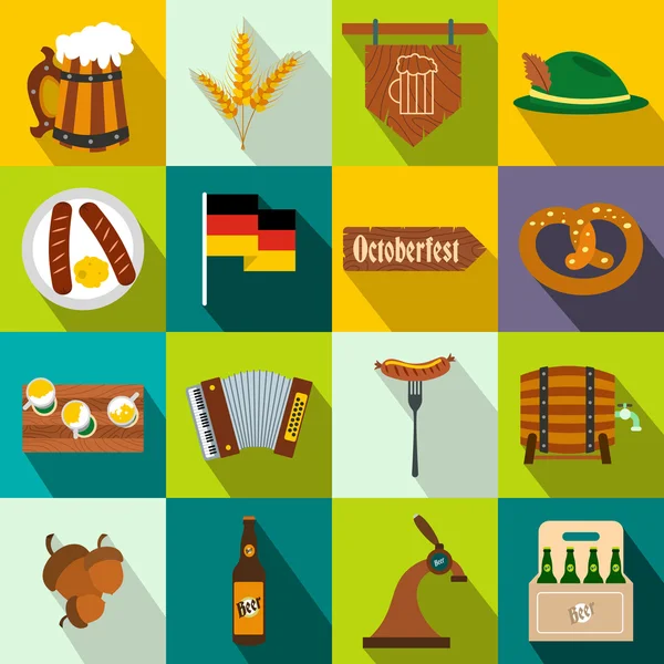 Oktoberfest fest platt ikoner — Stock vektor